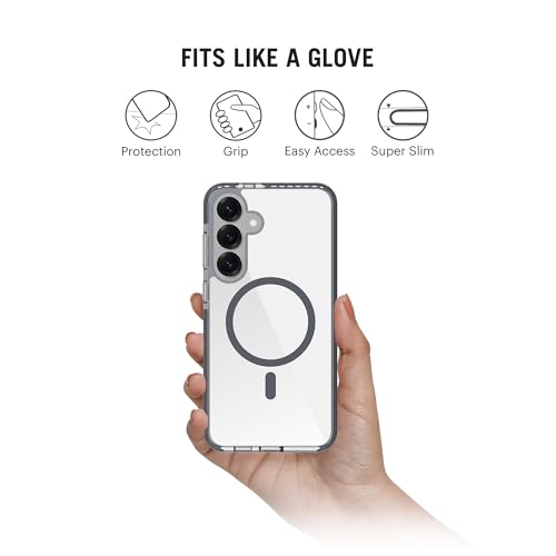 Image of DailyObjects Black Stride Clear Case Cover Compatible with Samsung Galaxy S25 Plus | Wireless Charging Slim Back Cover | 2 Layer Edge Protection & Shockproof