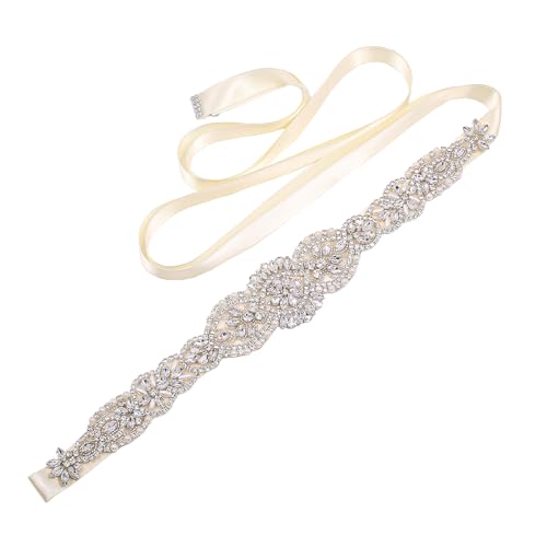 Handmade Bridal Belt Rhinestone Pearls Wedding Belt,Rhinestone Belt Crystal Sash Belt for Bride Flower Grils Wedding Dress