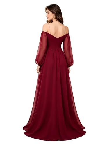 Robe soirée formelle à manches bouffantes avec silhouette ajustée - 2