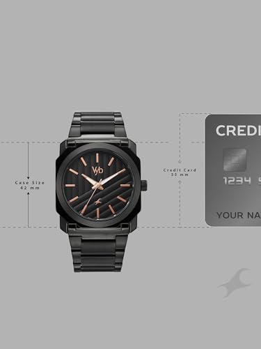 Image of Fastrack Vyb Challenger with Quartz Analog Black Dial Black Stainless Steel Strap Watch for Men - FV30045NM01W