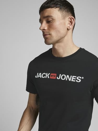 JACK & JONES Jjecorp Logo Tee Ss Crew Neck Noos, Camiseta Hombre, Negro (Black Detail: Slim Fit), Small