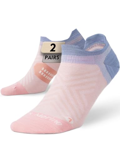 Juclise Lightweight Merino Wool Running & Hiking Socks for Women Thin Compression Cooling Moisture Wicking Anti-Blister(Blush | Aura M)