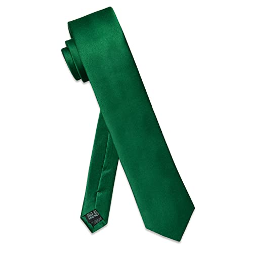 Image of YourTies Skinny Ties for Men Satin 2.4 inch Slim Necktie with Pocket Square Tie Clip Set Solid Color Wedding Party Business