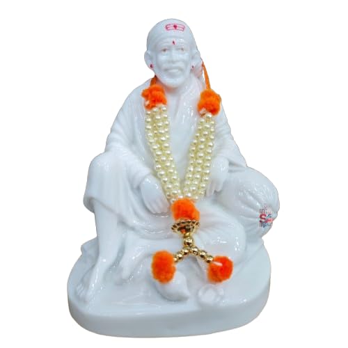 Image of Sai Amrut Gifts Italian Marble Sai Baba Dwarkamai Statue for Home and Pooja Room (4 * 3 Inch)
