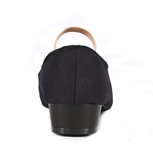 Danceyou Black Canvas Character Dance Shoes With Elastic Strap For Women,5.5 M #TOP6