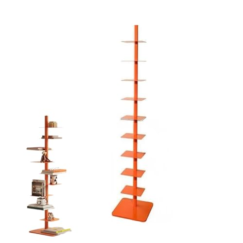 Estantería flotante invisible abierta con 9 niveles de almacenamiento vertical naranja 2