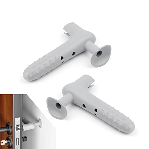 Protector Silicona Puerta, GEBAUM 2 piezas Gris Protector de Manilla Puerta, Con Ventosa,...