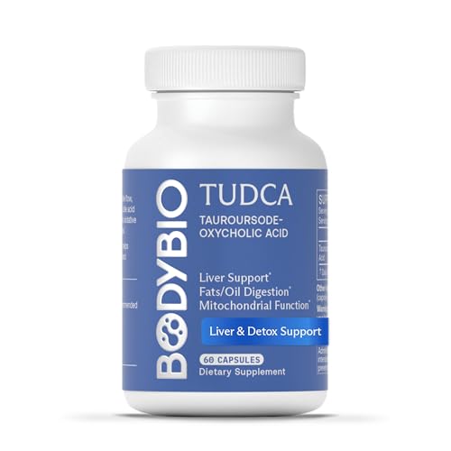 BodyBio TUDCA - Pure Tauroursodeoxycholic Acid Supplement - Support Bile Flow Fat Metabolism & Liver Detox 60 Capsules