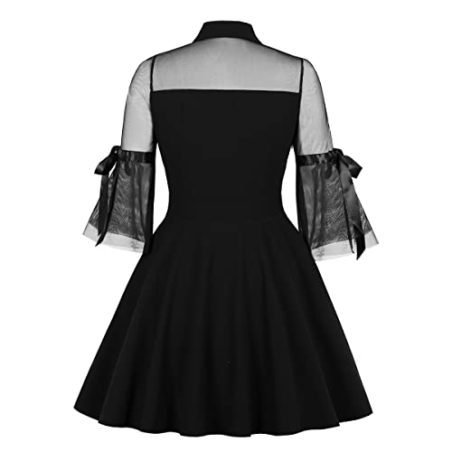 Image of Women's Vintage Polka Dot 1950s Audrey Retro Rockabilly Prom Dress 50's 60's A-Line Cocktail Party Swing Dress