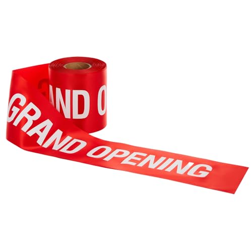 CrystalSylara Red Grand Opening Ribbon 4 Inch 25 Yards Satin Ceremonial Printed Ribbon Roll with Bold White Print for Cutting Ceremony Kit Grand Opening Decorations Supplies Store Business Events