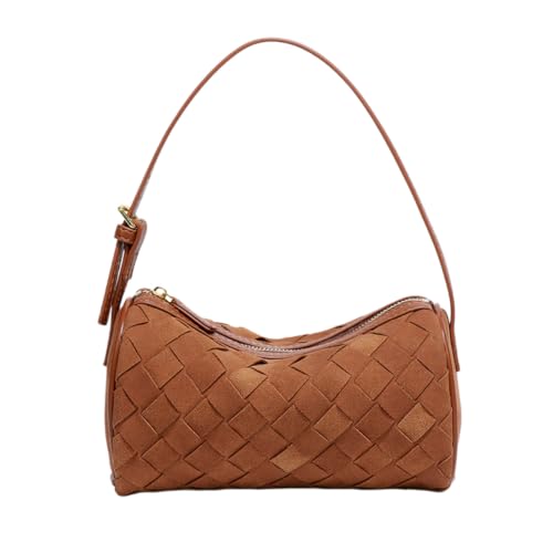 Sac à bandoulière cylindrique en daim tissé haut de gamme pour femme chic