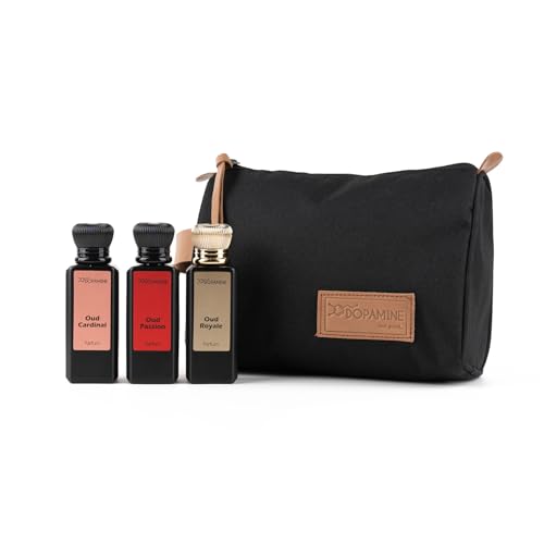 Image of Dopamine Oud Trinity Unisex Perfume Combo for Long lasting Smell | Luxurious Fragrance Premium Oud Perfumes for Men & Women - With free Travel Pouch (50 ml X 3 Pack)