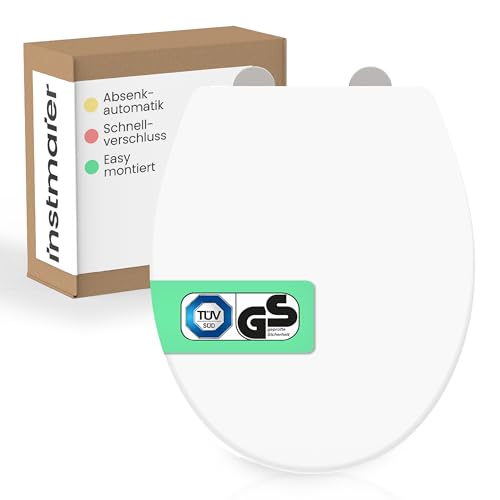 instmaier Helma | Toilettendeckel mit Absenkautomatik | Weiß | TÜV geprüft | Ovale Form | Toilettensitz aus Duroplast | Quick Release Funktion | Antibakteriell