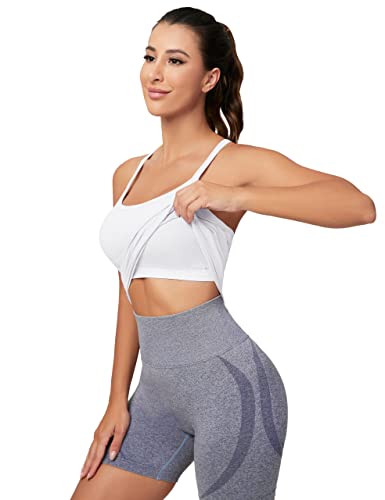 Image of MathCat Workout Tank Tops for Women with Built in Bra, Sleeveless Gym Tops Seamless Racerback Athletic Yoga Shirts