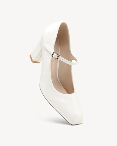 Women's Square-Toe Mary Jane Pumps, Chunky Block Heel, Closed-Toe Dress Shoes for Wedding, Work, Casual Wear2