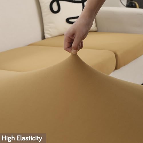 Image of HOKIPO 100% Waterproof 140GSM Stretchable Sofa Seat Cushion Cover 2 Seater, Camel (NEW-AR-5353-CML)