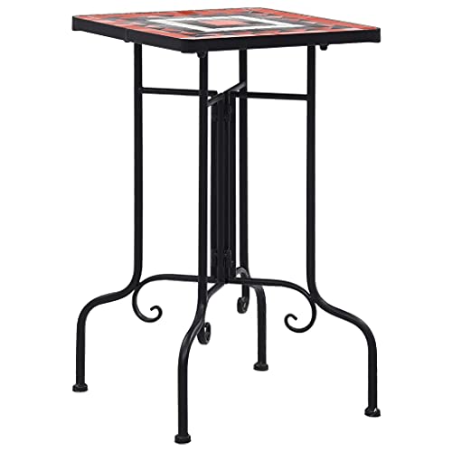 WIFESE Estantería para plantas, mesa de mosaico, soporte para plantas, estantería de exhibición, mueble de jardín para salón, jardín, porche o terraza, resistente a la intemperie, terracota y blanco,