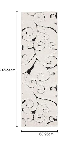 Image of Handwoven Microfibre 3D Rug for Living Room (Ivory & Black, 2 X 8 Feet (Runner), Microfibre)