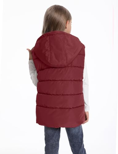Happy Cherry Kids Puffer Hooded Vest for Boy Girls Padded Sleeveless Jacket Zipper Vest 3-11 Years2