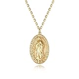 VACRONA Collar de moneda chapado en oro de 18 quilates con medallón texturizado vintage colgante de moneda redondo círculo disco delicado collar para mujer