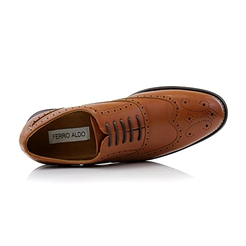 Image of Ferro Aldo Men's Wingtip Oxford Dress Shoes | Classic Brogue & Two-Tone Spectator Styles | Formal Wedding Business Party Shoe