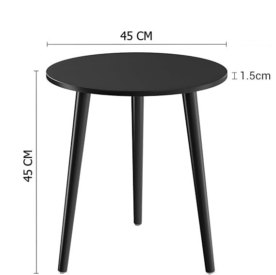Image of Foldable Round Shaped Side Table /Tea Coffee Breakfast Table (Black-White, Engineered Wood)