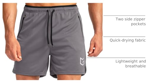 Image of G Gradual Men's Gym Workout Shorts Zipper Pockets 5 inch / 7 inch Quick Dry Breathable Runing Athletic Short for Men