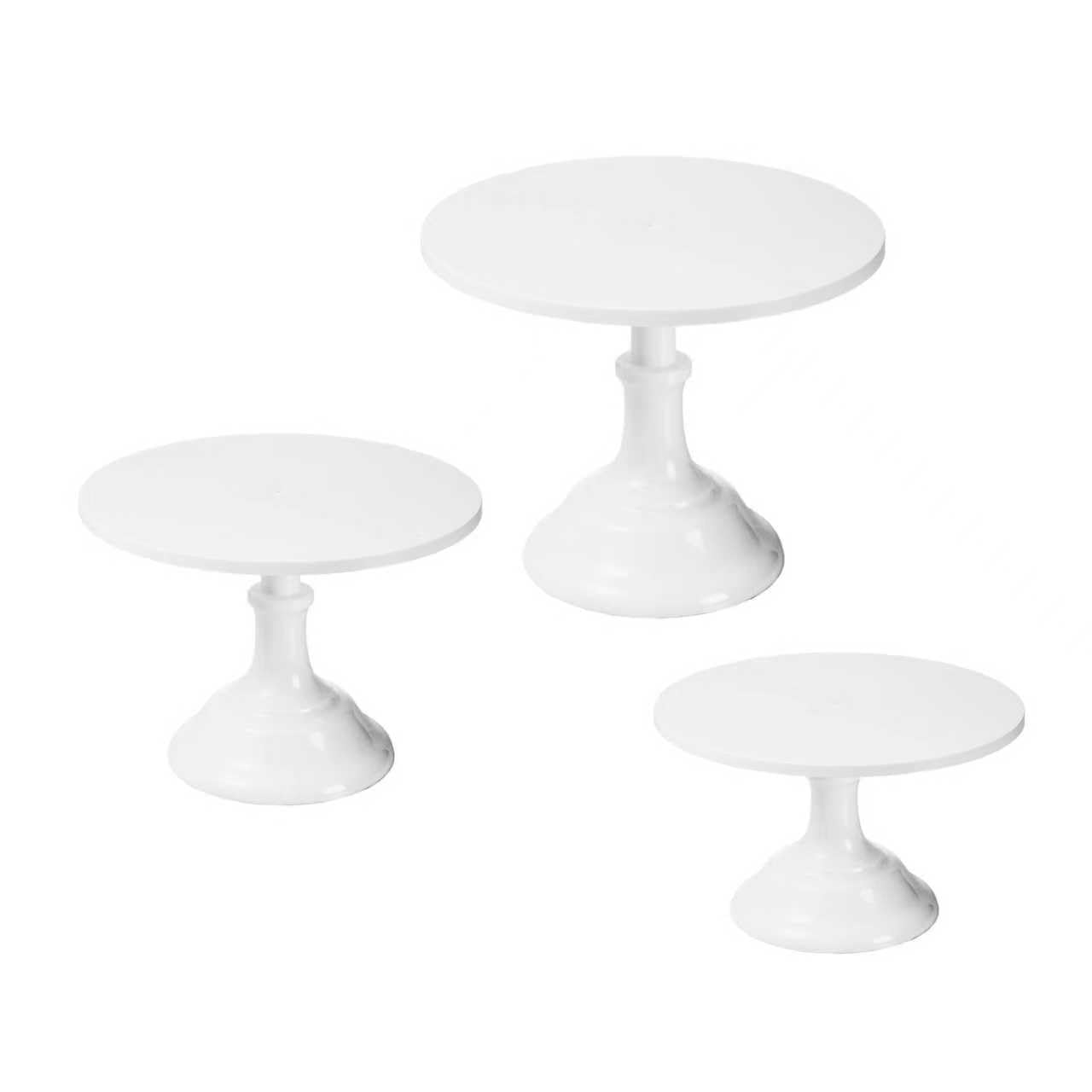 Yumzxin 3-Pack White Cake Stand Set - 8, 10, 12 Inch Metal Dessert Display Stands for Wedding, Birthday, Baby Shower Party Serving