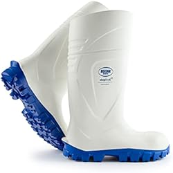 Botas De Goma De Seguridad Botas de Goma de Seguridad de Calidad con Puntera de Acero desarrolladas para la Industria alimentaria, de fácil Limpieza y desinfección, Incl. Plantilla para pies Secos, Blanco, EU 36