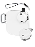 Case for soundcore Work Coin-Sized AI Voice Recorder 2025 New, WUNIAK Soft Silicone Protective Portable Scratch Shock Resistant Shell with Carabiner & Lanyard,White