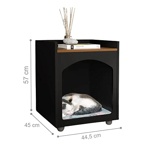 Mesa De Cabeceira Casinha P/cachorro Gato Pet Preto/freijó