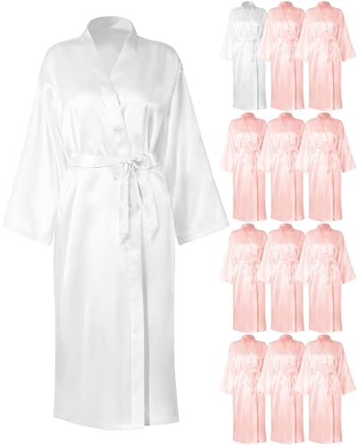 Image of Xtinmee 6 /12 Pcs Women's Long Satin Robes Full Length Sleepwear Silky Bath Robe Kimono Dressing for Wedding Birthday Party