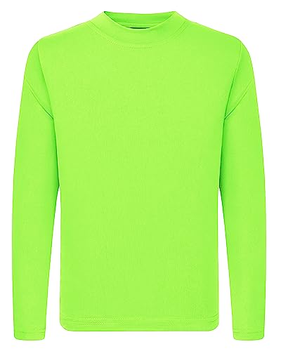 QBK 4T to Youth Neon Shirt Kids UPF 50+ Dry Fit Athletic Long Sleeve T Shirts for Boys and Girls-Moisture Wicking Rash Guard