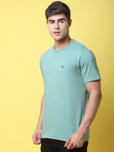 Image of Pinkmint Men's Cotton Blend T-Shirt ll Soild Round Neck T-Shirt ll Stylish Half Sleeve T-Shirt's (Pack of 1)