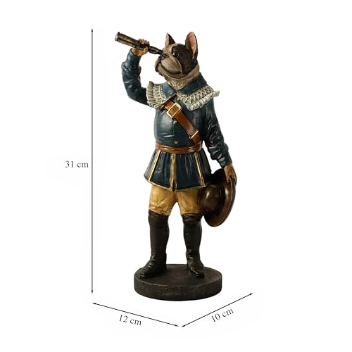 Image of ARMONIA Decorative French Bulldog Figurine, Royal Blue Attire, Telescope Design, Regal Character Statue | Showpiece Figurine Idol for Home Decor Gift,New Year Gift,Christmas Decoration & Housewarming