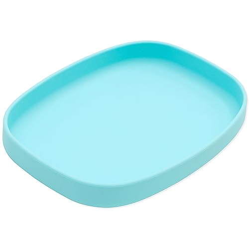 Image of Bumkins Toddler and Baby Suction Plate, Silicone Grip Dish Large Tray for Big Kids, Fits Most Highchairs, Essential Children Feeding Supplies, Non Skid Sticky Bottom, Platinum Silicone, Blue