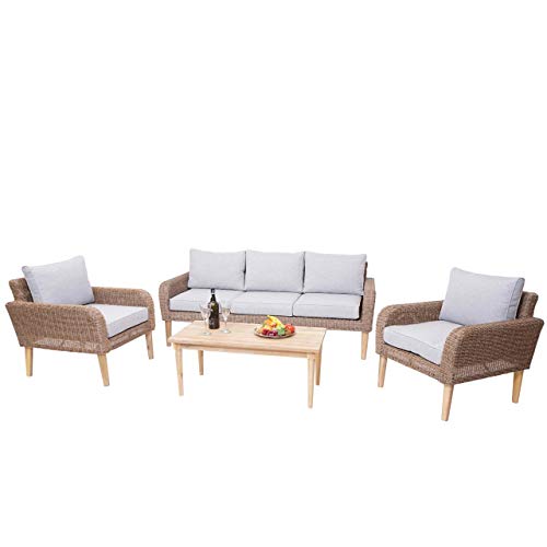 Mendler Garnitur HWC-H57, Garten-/Lounge-Set Sofa Sitzgruppe, rundes...