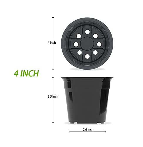 Upmct 25 Packs 4 5 6 Inch Nursery Pots Round Flower Pots Decorative Plastic Pots For Plants With Drainage Hole Seed Starting Pots For Seeding, Succulent(4 Inch, Black) #TOP1