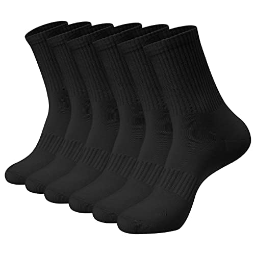 Chalier Apparel 6 Pairs Mens Crew Socks Breathable Cotton Socks For Men Comfort Casual Dress Socks(Black) #TOP7