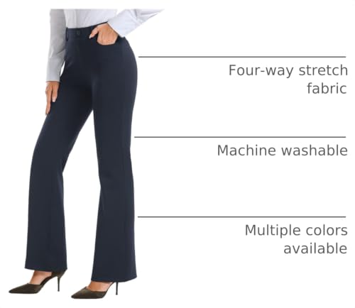 Image of Stelle Women 28 inch /30 inch / 32 inch Bootcut Dress Pants Business Casual Work Pants with Pockets Pull On Regular Slacks for Office