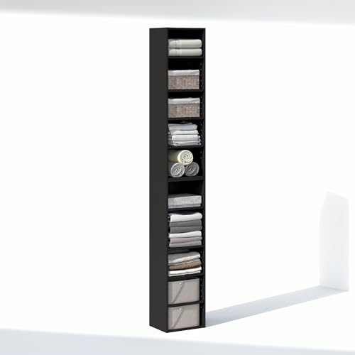 Image of Furinno PASIR 10-Tier Closet Organizers and Storage, Open Shelf, Storage Organizer, 12-Inch Width, for Closet, Bedroom, Blackwood