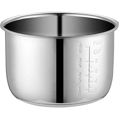 Cabilock Stainless Steel Rice Cooker Inner Pot 4L Replacement Insert Cooking Pot Accessory Compatible with Electric and Pressure Cookers 8.66X8.66X5.19In