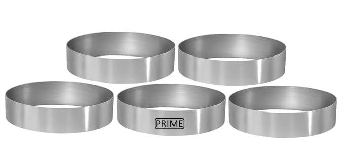 Image of Prime Bakers and Moulders Round Cutting Steel Rings, Burger bun Cutter Mold Baking and Cake Decorating (5 Pieces) (4 Inch)