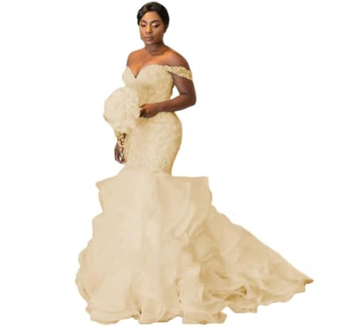 Off The Shoulder Mermaid Bridal Gown Crystal Beaded Tulle Lace Appliques Sweetheart Wedding Dress for Bride PS01