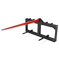 Garvee 49" Hay Bale Spear Attachments, Skid-Steer Hay Frame Attachment with 1pc 49" Hay Spear & 2pcs 17" Stabilizer Spears, 3000 Lbs Load Capacity Hay Handling Equipment Quick Attach for Tractors