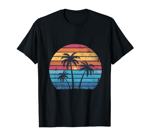 Estilo de playa tropical retro vintage de los años 70 y 80 Camiseta