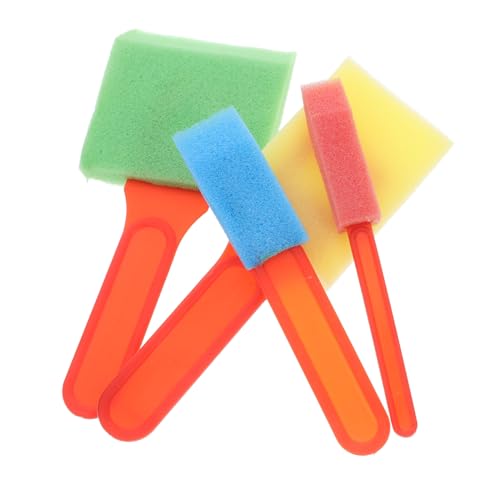 HOMSFOU Foam Paint Brushes Set 4 Pieces Boys and Girls Painting Tools Sponge Brushes for Boys and Girls Art