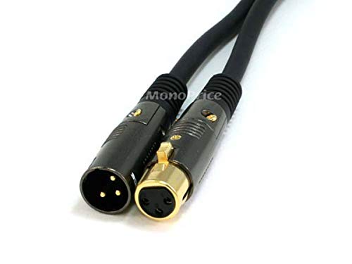 Image of Monoprice Premier Series XLR Male to XLR Female - 35ft - Black - Gold Plated 16AWG Copper Wire Conductors Microphone & Interconnect