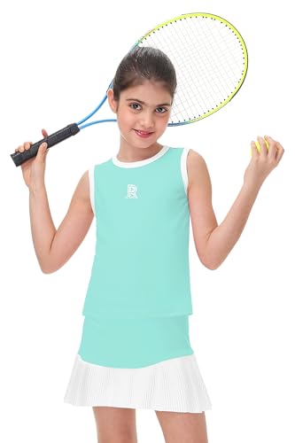 Remimi Girls Tennis Dress Cute Outfit Sleeveless Workout Tank Top and Sport Skirt Set 4-12 Years