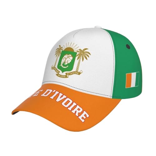 Personnalité Chapeaux De Sport De Course - Casquette De Papa Fantaisie Drapeau du Pays De La Côte D'Ivoire, Chapeau De Tennis De Golf Classique, Casquette Décontractée Réglable pour Hommes E